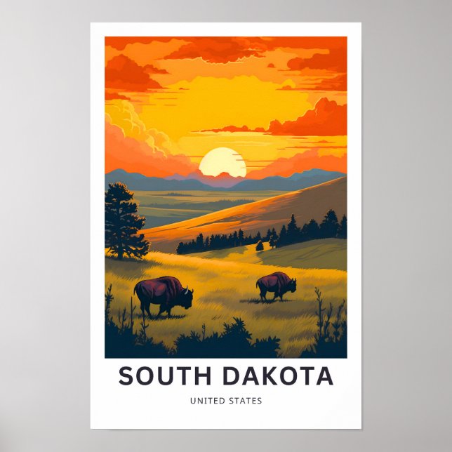 South Dakota United Stater Travel Print Poster (Framsidan)