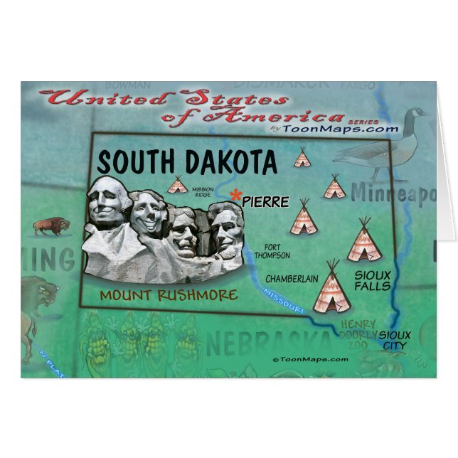 South Dakota USA Hälsningskort (Framsidan Horizontal)