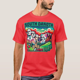 South Dakota USA Landmarks Skyline Mount Rushmore T Shirt