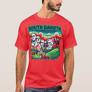 South Dakota USA Landmarks Skyline Mount Rushmore T Shirt
