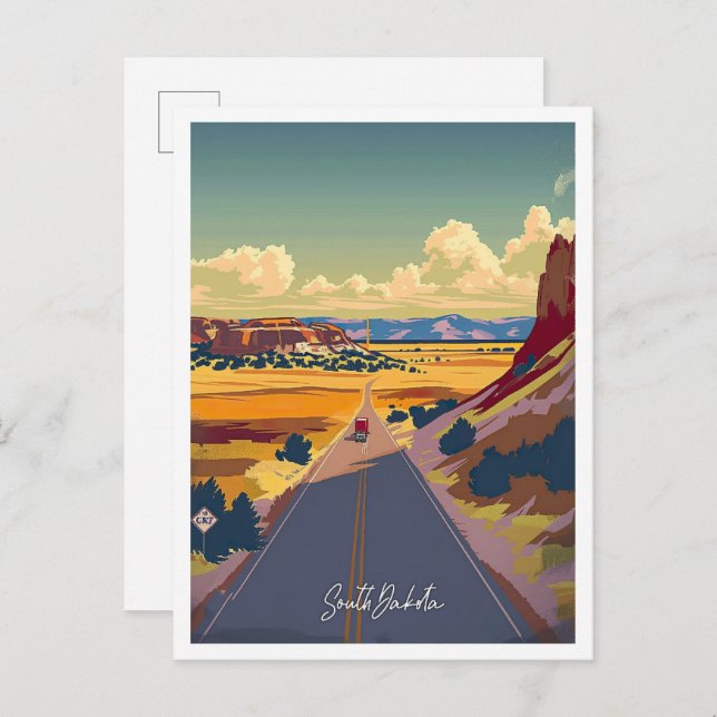 South Dakota USA Resemålat resmål Vykort (Fram/baksida)
