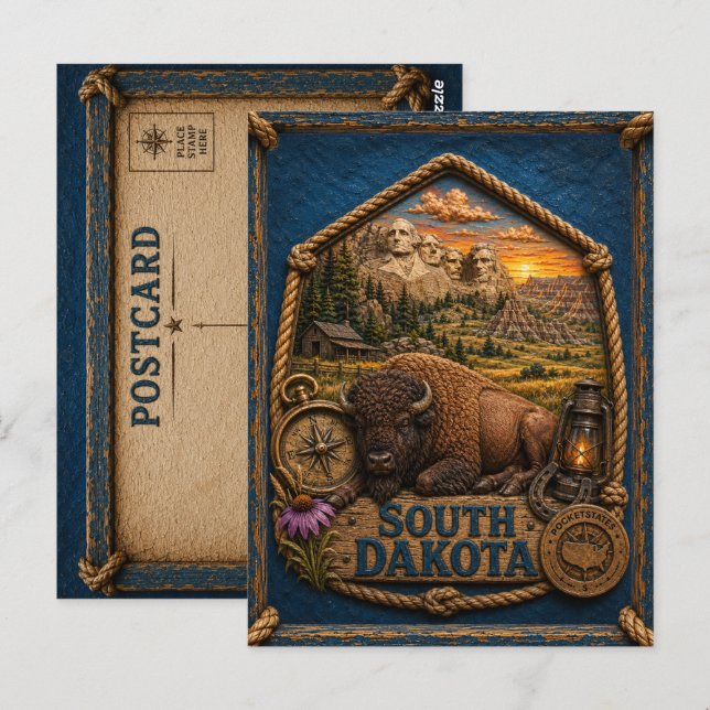 South Dakota Vintage Resa Vykort (Fram/baksida)