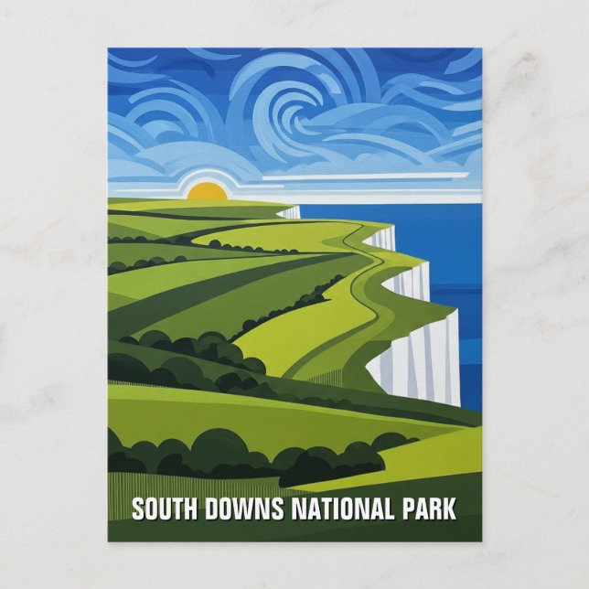South Downs nationalpark England Resa Vykort (Framsida)