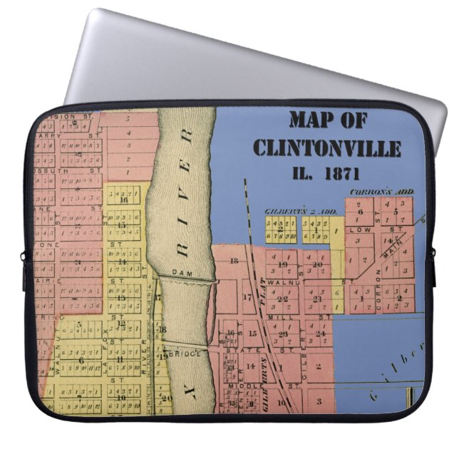 South Elgin Illinois Clintonville Karta Art 1871 Laptop Fodral (Framsidan)