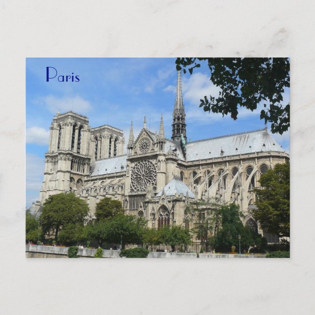 South Facade, Notre Dame Cathedral, Paris, Frankri Vykort (Framsida)