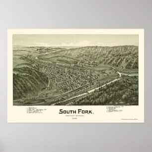 South Fork, PA Panoramic Karta - 1900 Poster