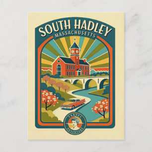 South Hadley, Massachusetts Retro 1950-tal Vykort