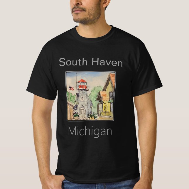 South Haven Lighthouse, Michigan T Shirt (Framsida)