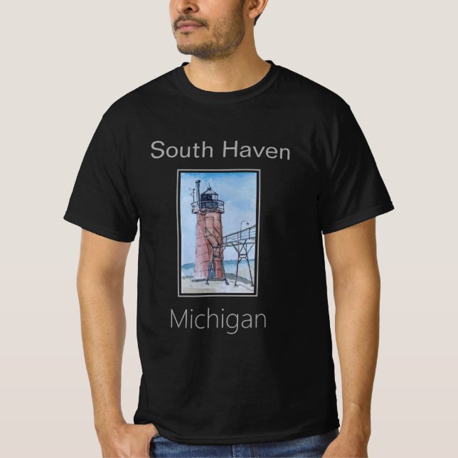 South Haven Lighthouse, Michigan T Shirt (Framsida)