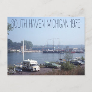 South Haven Michigan Boats and Cars 1976 Vykort