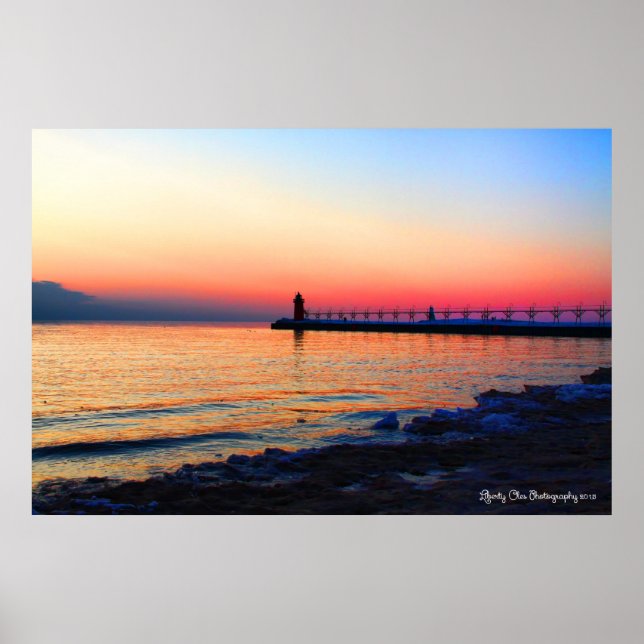 South Haven, Michigan Lighthouse 36"X24"-Poster Poster (Framsidan)