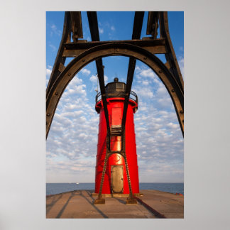South Haven, Michigan Lighthouse och Catwaldo Prin Poster