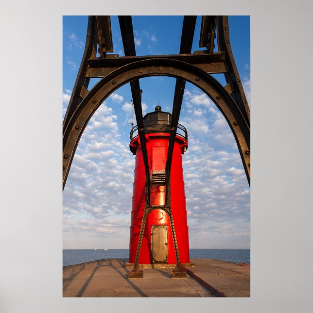South Haven, Michigan Lighthouse och Catwaldo Prin Poster (Framsidan)