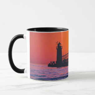 South Haven Michigan Lighthouse vid sunset mugg