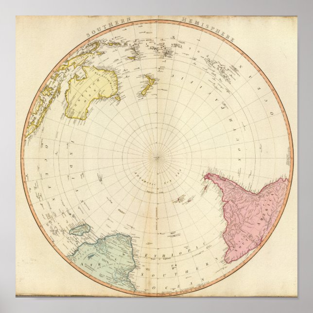 South Hemisphere karta Poster (Framsidan)