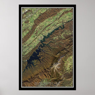 South Holston Sjö Tennessee Satellite Karta Poster