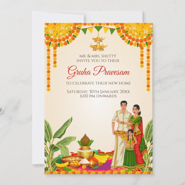 South Indian Houseuppvärminbjudan Digital Inbjudningar (Framsida)