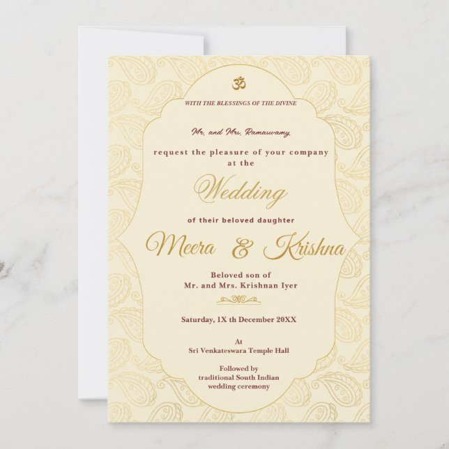 South Indian Wedding Invitation  Inbjudningar (Framsida)