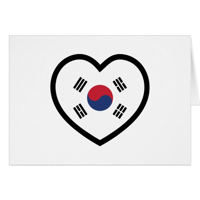 South Korea Flag Heart Card Hälsningskort (Framsidan Horizontal)