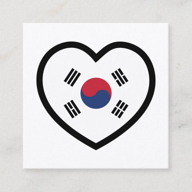 South Korea Flag Heart Fyrkantigt Visitkort (Framsida)