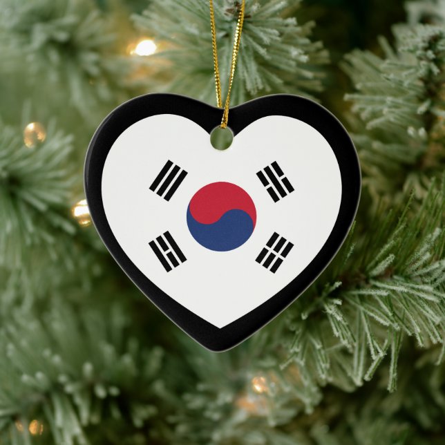 South Korea Flag Heart Julgransprydnad Keramik (Träd)