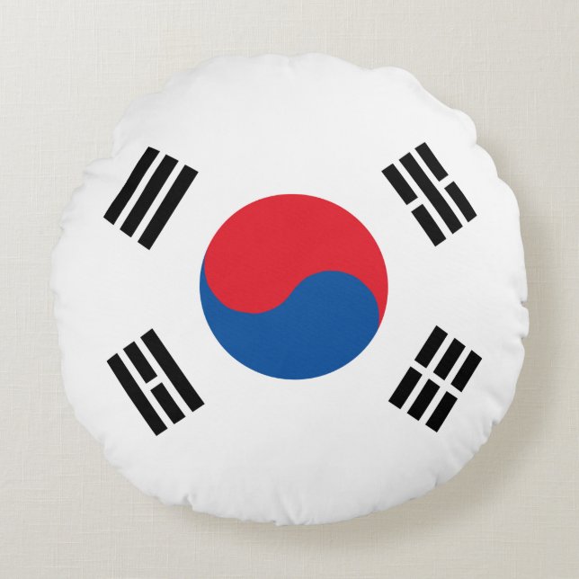 South Korea Flag Rund Kudde (Framsidan)