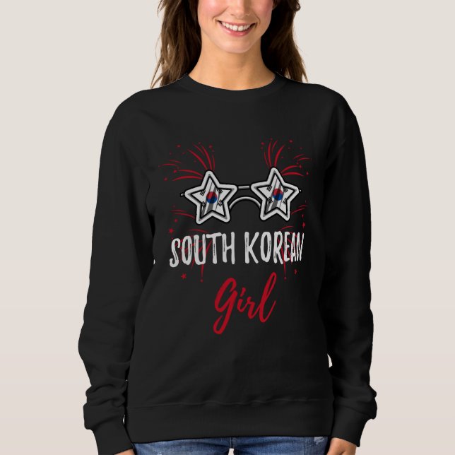 South Korea Flag Sunglasses South Korean Girl T Shirt (Framsida)