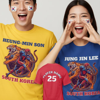 South Korea Football Tiger Athlete Action Graphic  T Shirt