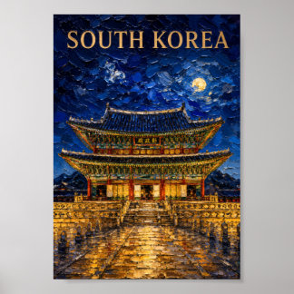South Korea: Mystic Night Seoul Art Souvenir Poster