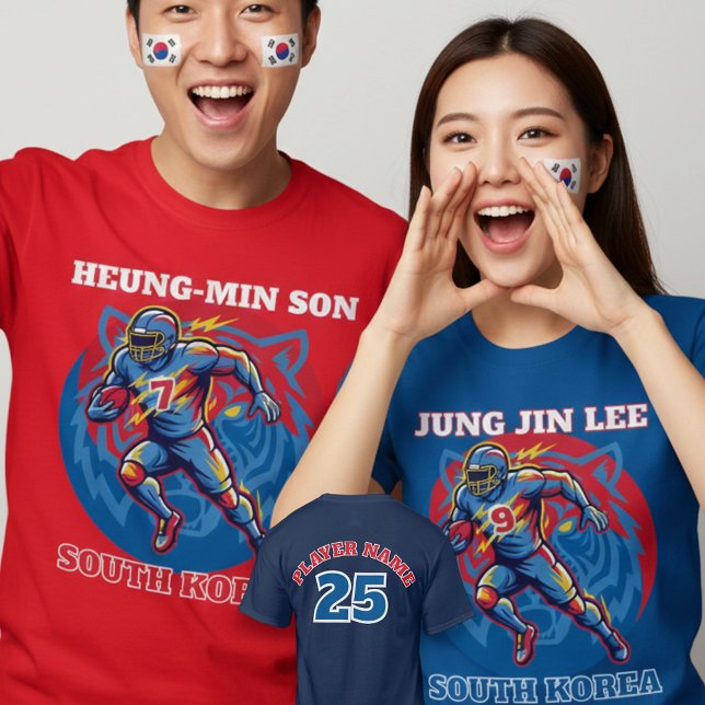 South Korea Tiger Football Athlete Strength Art T Shirt (Use Personalized to change color/font.
Choose a color that matches the background color of shirt)