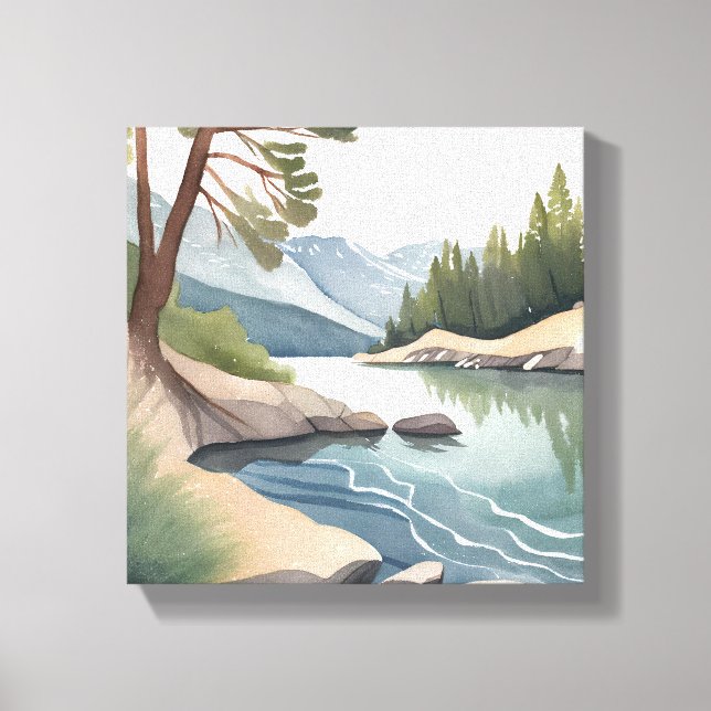 South Lake Tahoe | Akvarell Landskap Canvastryck (Framsida)