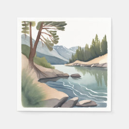 South Lake Tahoe | Akvarell Landskap Pappersservett