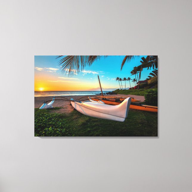 South Maui Beach vid Sunset | Maui, Hawaii Canvastryck (Framsida)