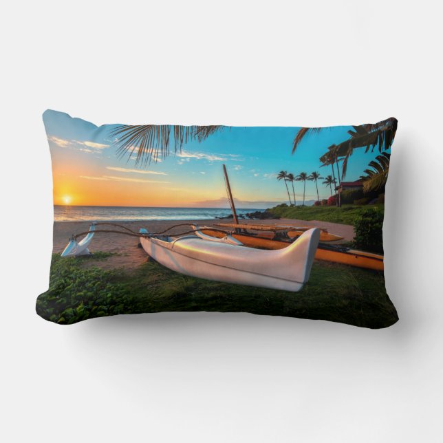 South Maui Beach vid Sunset | Maui, Hawaii Lumbarkudde (Framsida)