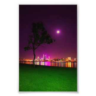 South Perth Foreshore Perth City Ljus Skyline Fototryck
