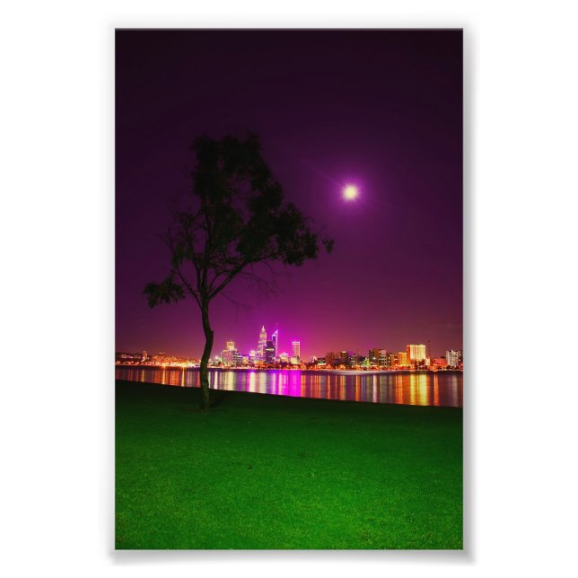 South Perth Foreshore Perth City Ljus Skyline Fototryck (Framsidan)