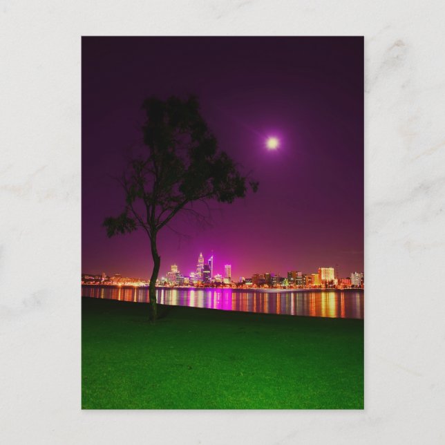 South Perth Foreshore Perth City Ljus Skyline Vykort (Framsida)