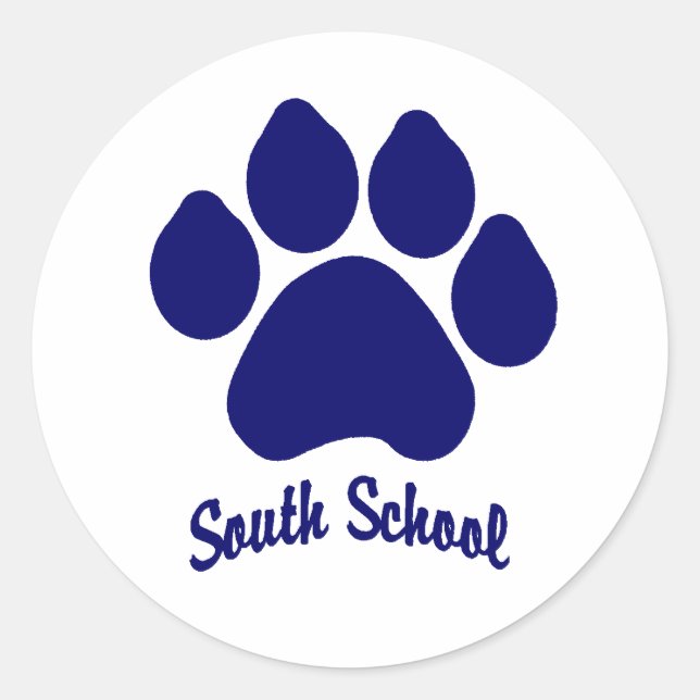 South School Tass Sticker Runt Klistermärke (Framsida)
