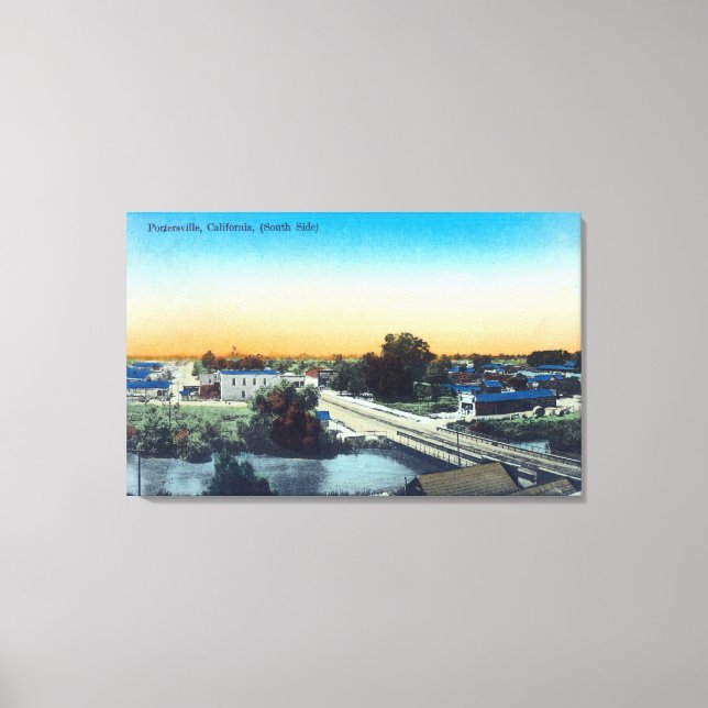 South Side Aerial View of TownPorterville, CA Canvastryck (Framsida)