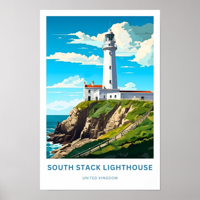 South Stack Lighthouse United Kingdom Travel Print Poster (Framsidan)