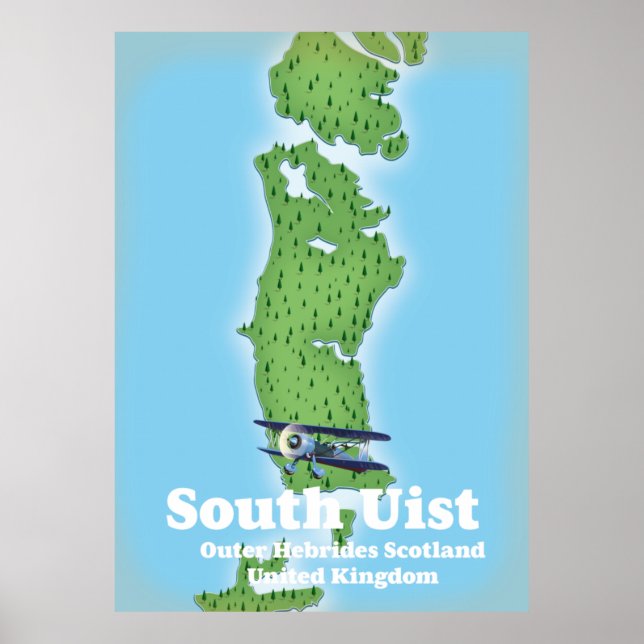 South Uist Yttre Hebriderna Skottland karta Poster (Framsidan)