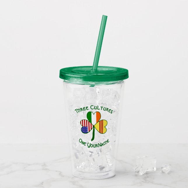 South Vietnam Ireland USA Shamrock Flagga Personal Take Away Mugg (Baksida Ice)