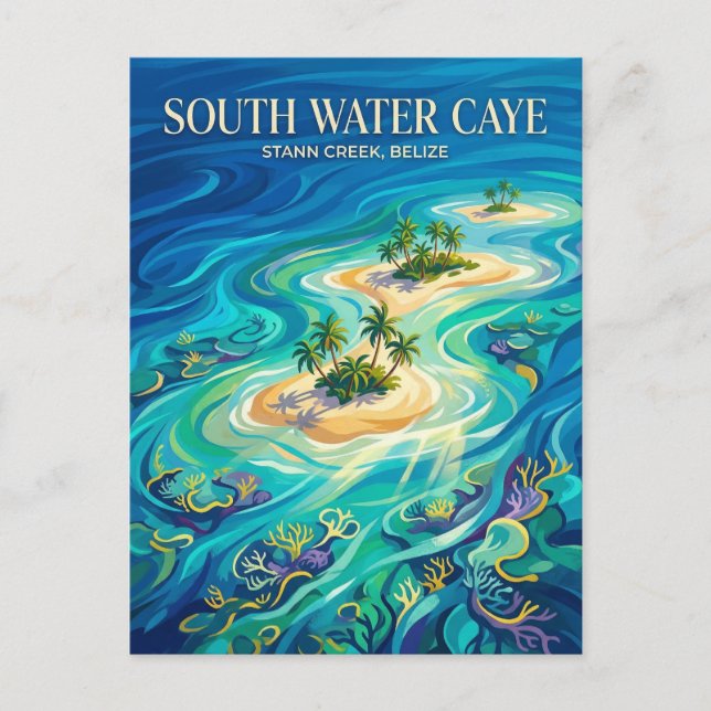 South Water Caye marina reservat Belize Vykort (Framsida)