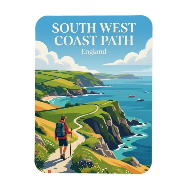 South West Coast Path, Cornwallsektionen England Magnet (Vertikal)