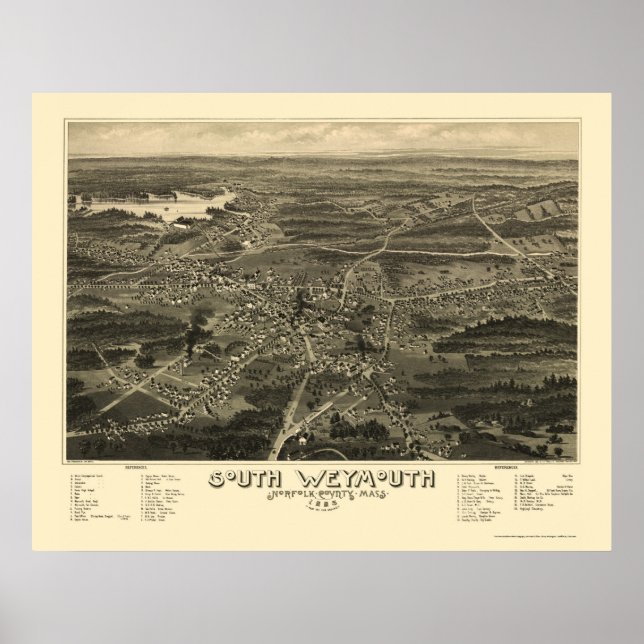 South Weymouth, MORSA Panoramic Karta - 1885 Poster (Framsidan)