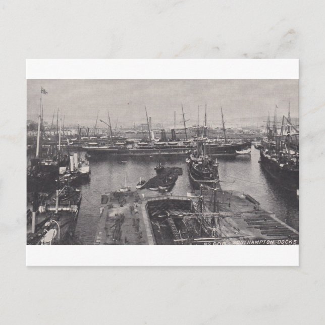 Southampton Docks 1905 Vykort (Framsida)