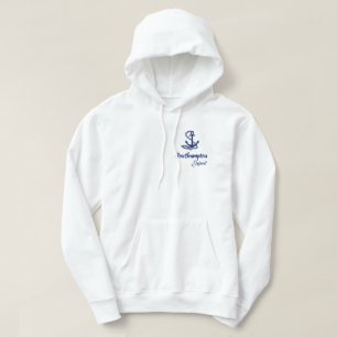 Southampton England, White and Blue Maritime Stil Hoodie