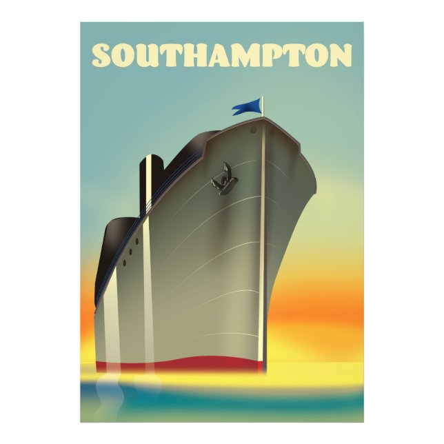 Southampton kryssningsfartyg resaffisch fototryck (Framsidan)