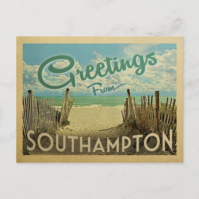 Southampton vykort strand vintage resa (Framsida)