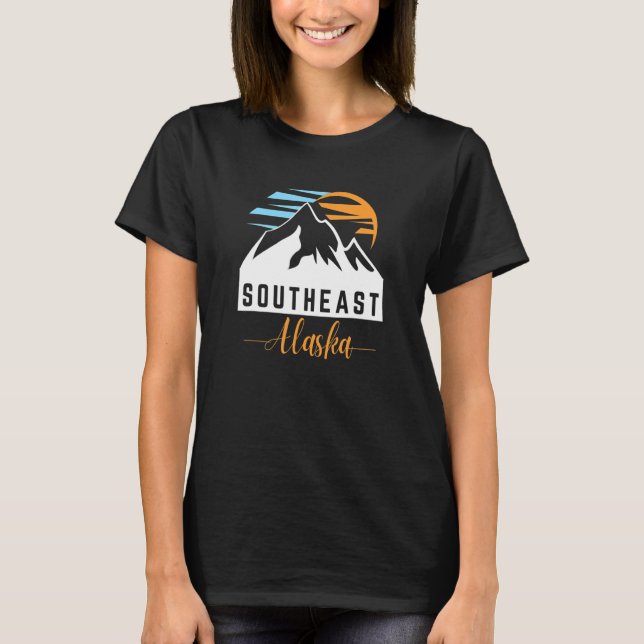 Southeast AK Sunrise Sunset & Mountains Outdoor Ad T Shirt (Framsida)